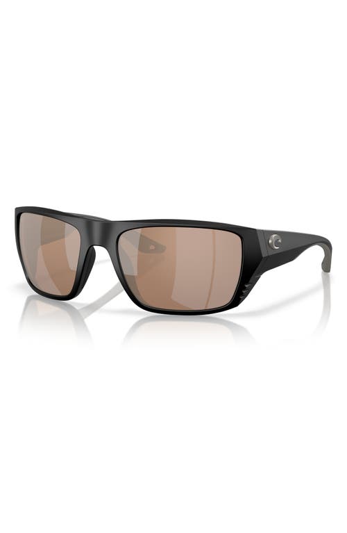 Costa Del Mar Blackfin Pro Copper Silver Mirror Polarized Glass Rectangular Men's Sunglasses 6s9078 In Black/copper Silver