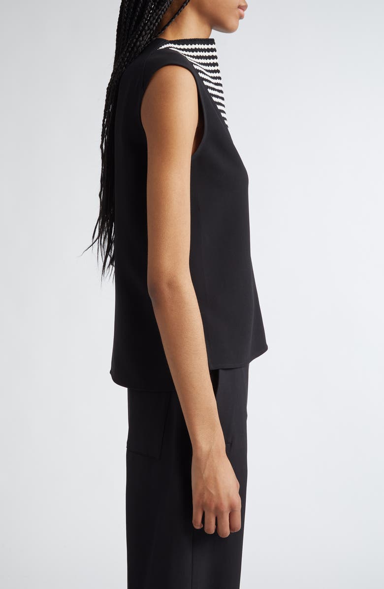 Proenza Schouler Prescott Knit Panel Sleeveless Crepe Top, Alternate, color, Black Multi