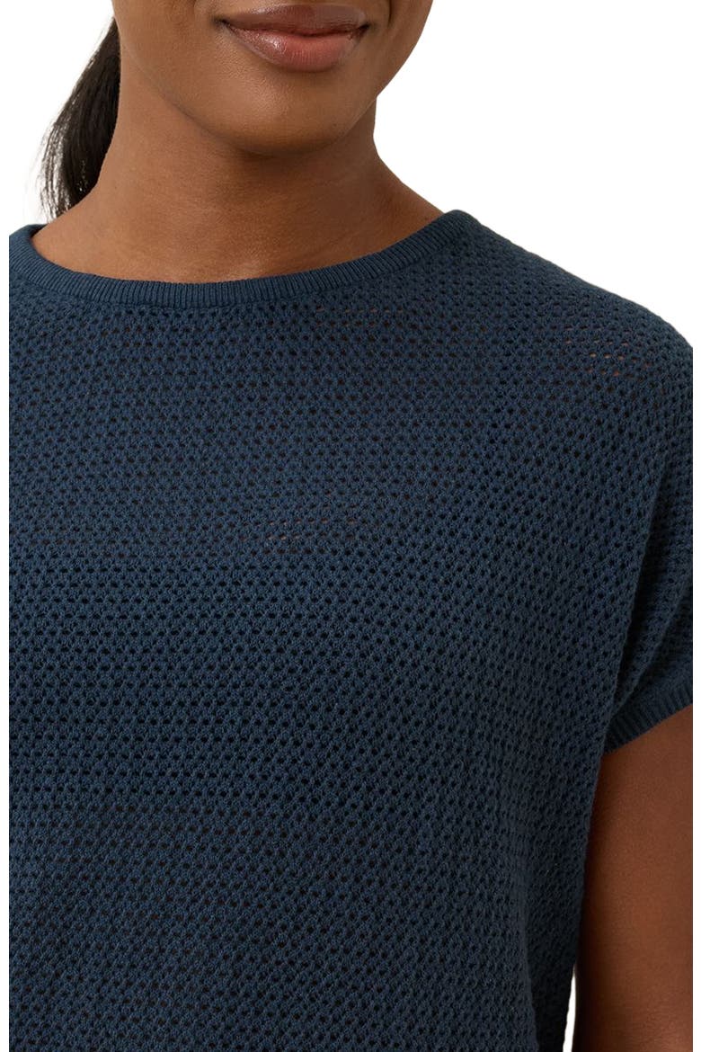 Beachside Linen Short Sleeve Top Made with Organic Cotton, Alternate, color, French Navy