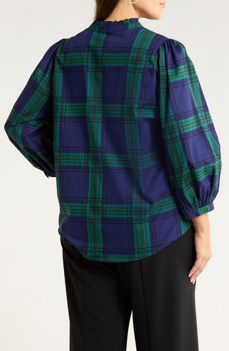 SUGARLIPS Ima Harrisville Plaid Button-Up Cotton Shirt, Alternate, color, Navy-Green
