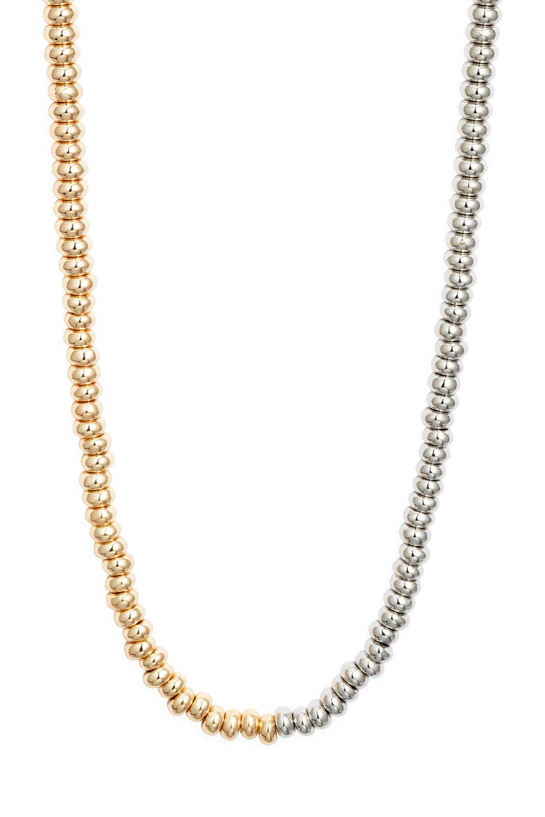 Two-Tone Beaded Necklace, Main, color, GOLD- SILVER