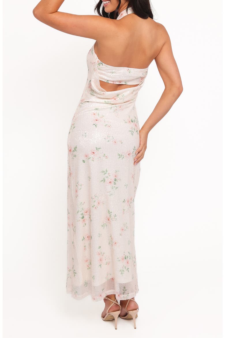 Lunara Sequin Floral Halter Maxi Dress, Alternate, color, SEQUIN FLORAL