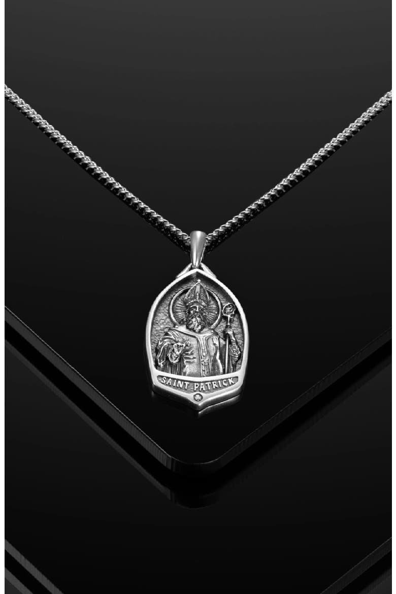 Men's St. Patrick Pendant Necklace, Alternate, color, SILVER