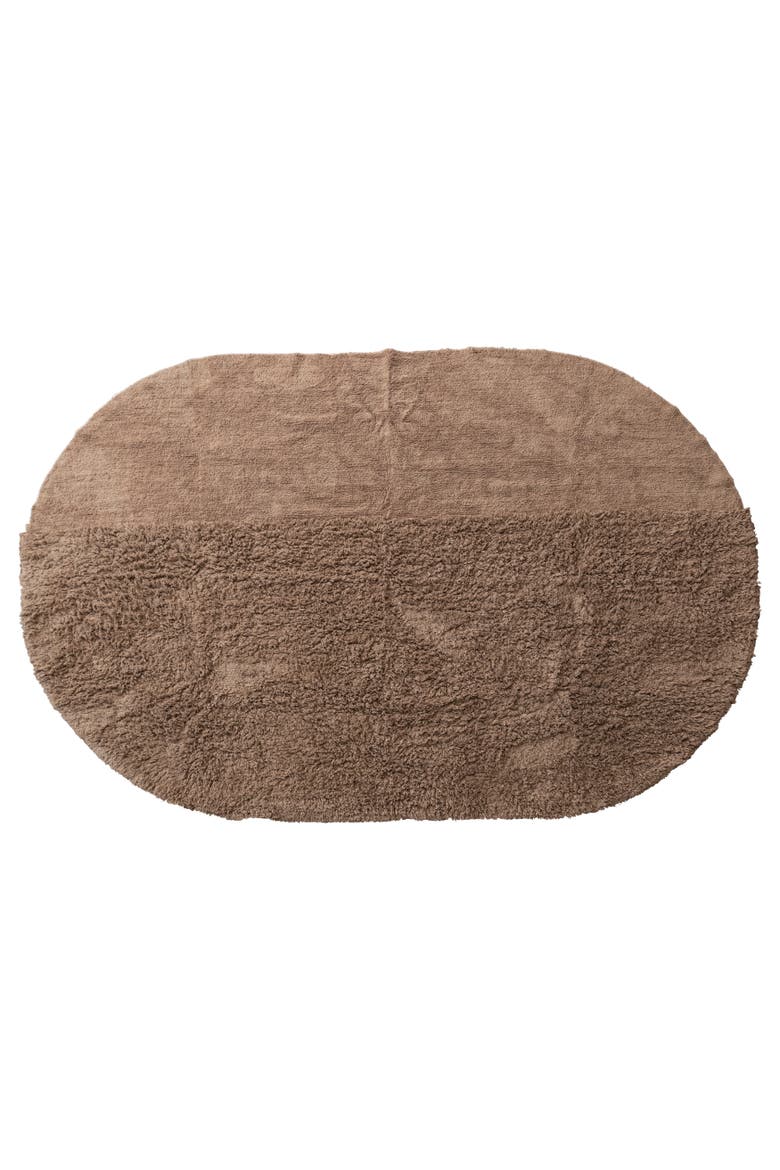 Modern Oval Cotton Tufted Rug, Main, color, Brown