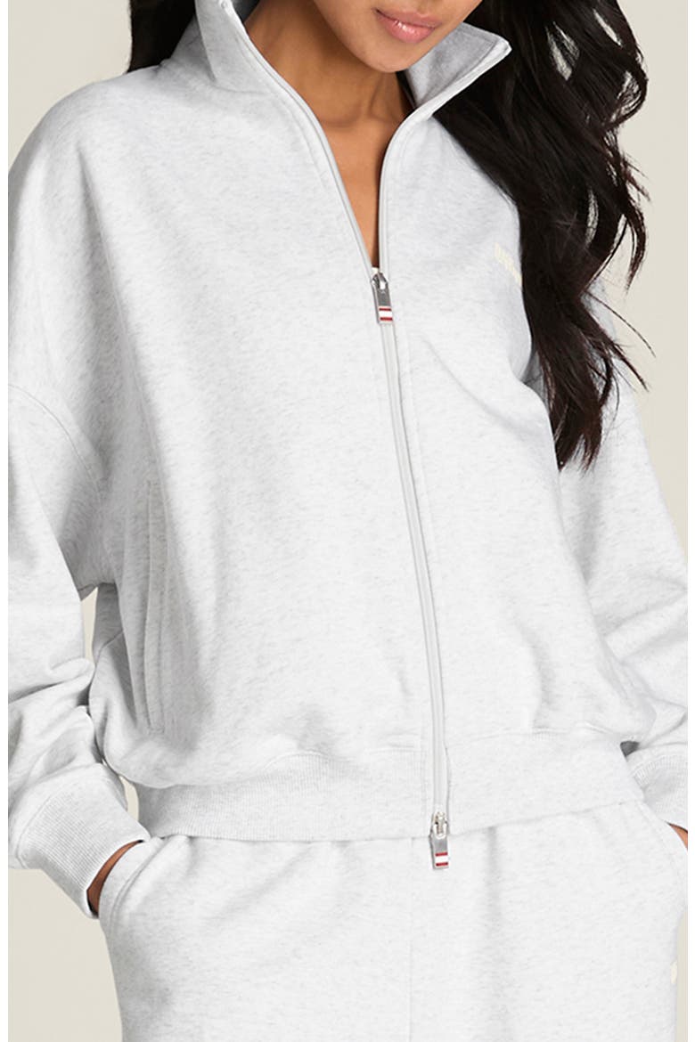 Two Way Zip Stretch Cotton Blend Sweatshirt, Alternate, color, CLOUD HEATHER