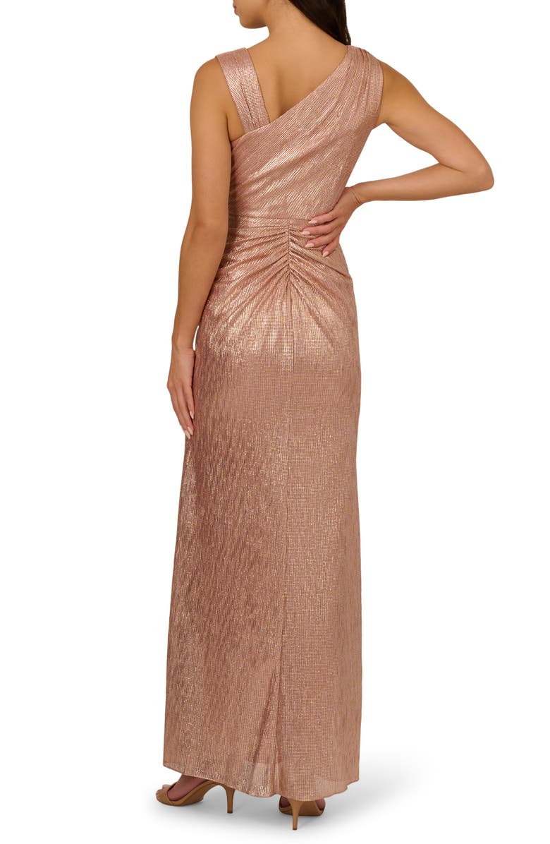 Adrianna Papell Metallic Foil Gown, Alternate, color, Rose Gold