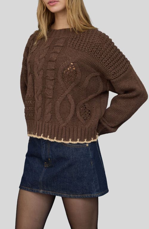Blu Pepper Mixed Cable Knit Sweater In Brown