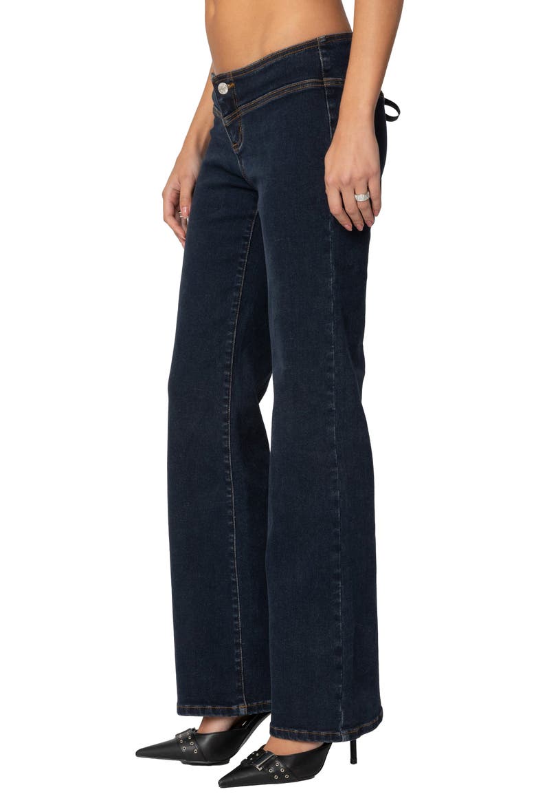 Ribbon Lace-Up Low Rise Straight Leg Jeans, Alternate, color, DARK-BLUE