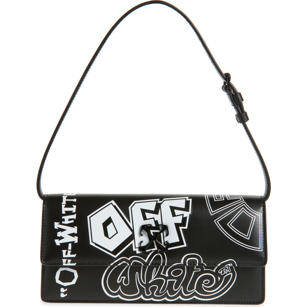Off-white Jitney 1.0 Leather Shoulder Bag In Black - White