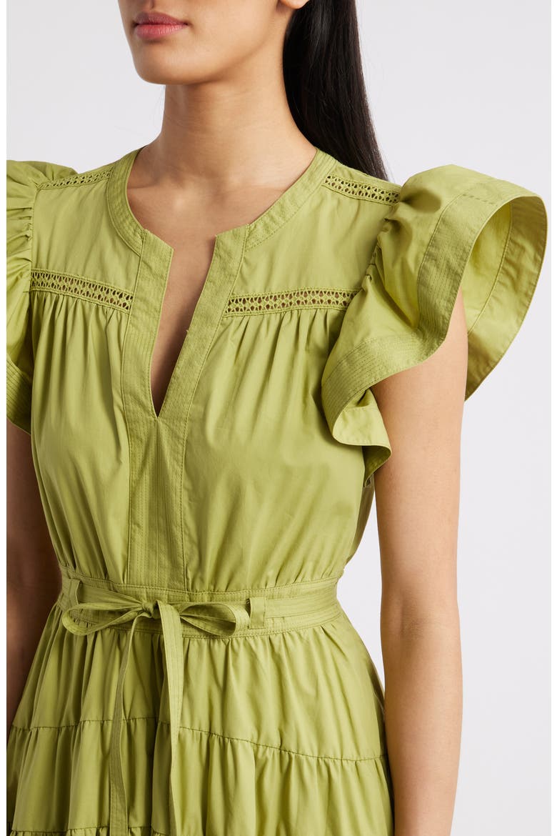 Ruffle Sleeve Tiered Maxi Dress, Alternate, color, KIWI