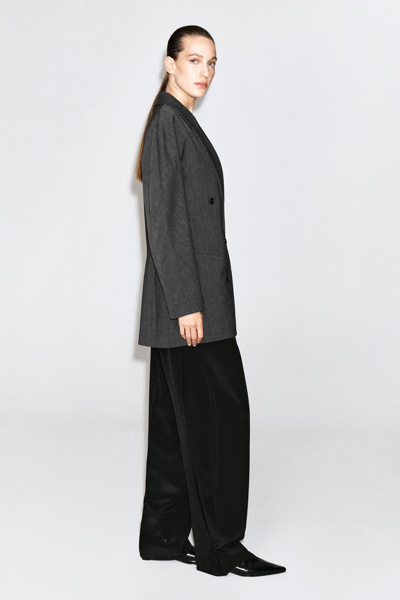 Sculpted Double-breasted Long-line Blazer, Alternate, color, GRAY MÉLANGE