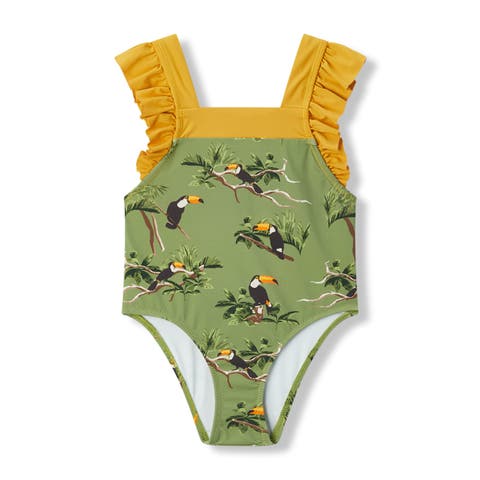 Ruffle Square Neck Swimsuit (Toddler)