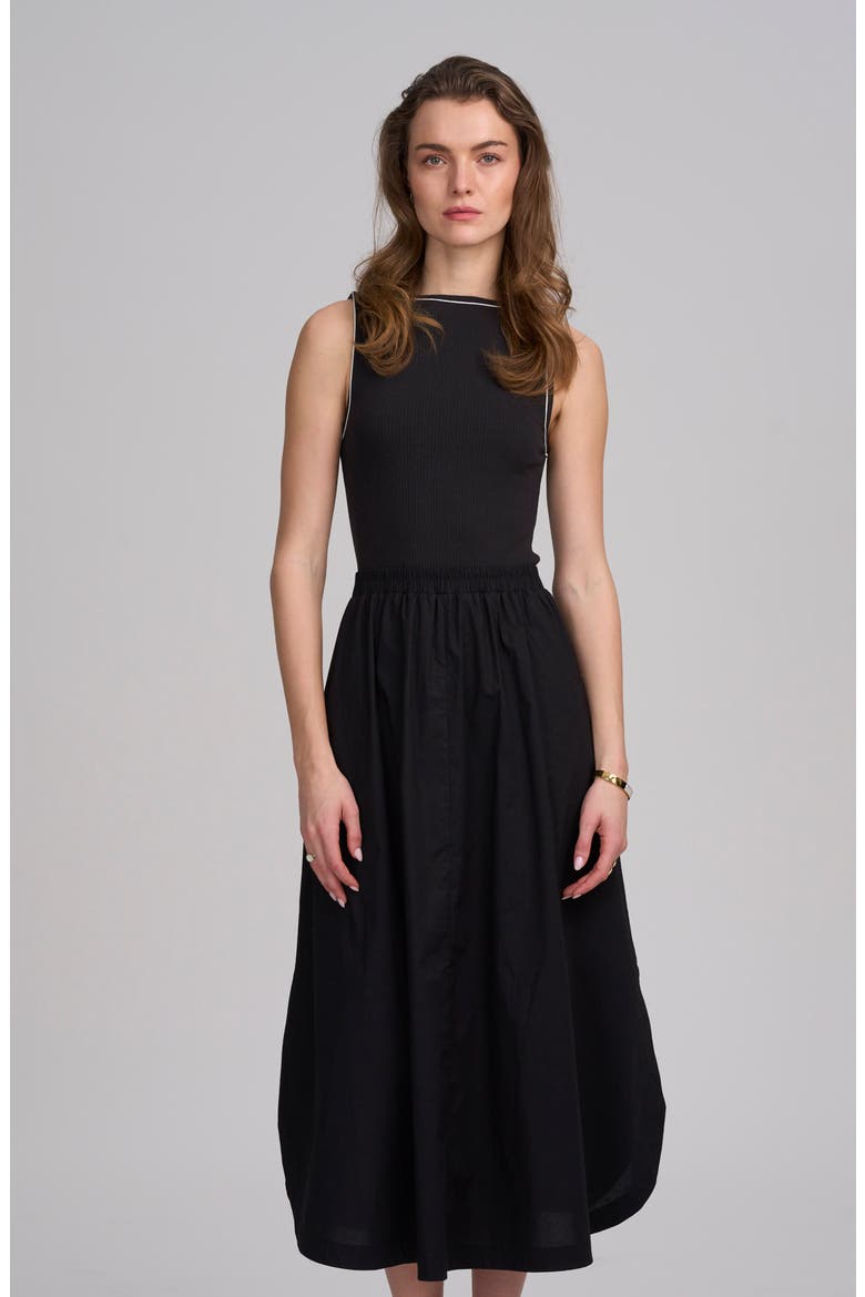 Mix Media Tank Dress, Alternate, color, BLACK IVORY