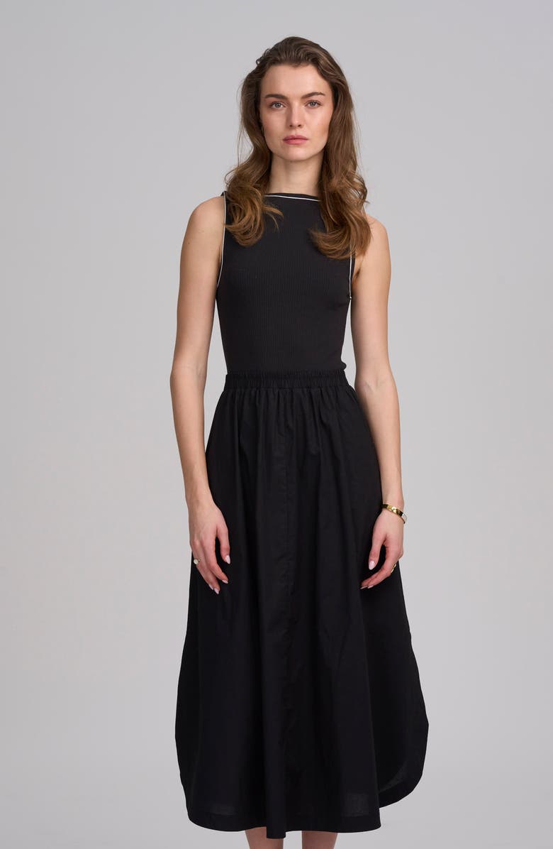 ELLE Collection Mix Media Tank Dress, Alternate, color, Black Ivory