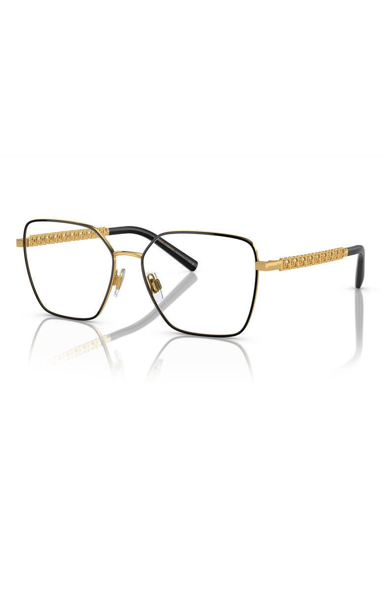 Dolce&Gabbana 54mm Square Optical Glasses, Alternate, color, Gold/ Black / Demo Lens
