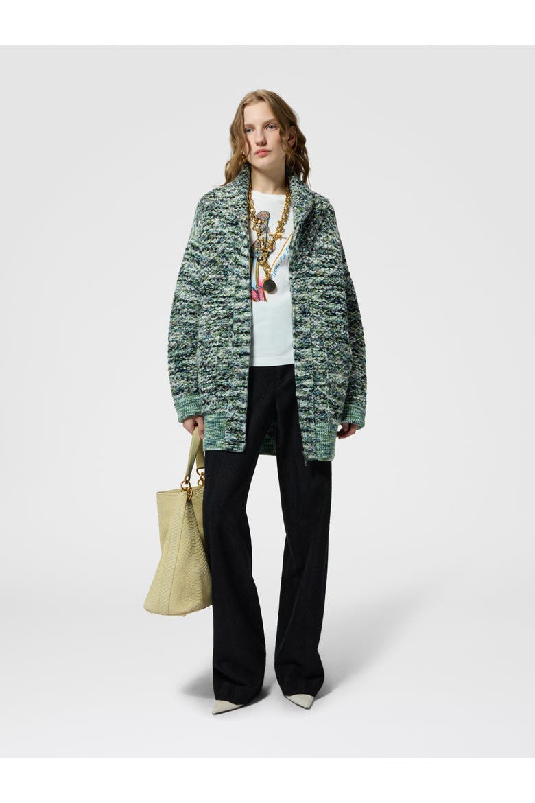 Oversized Full-zip Cardigan With 3d Construction, Alternate, color, Multicoloured