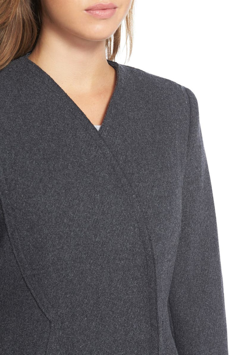 Vera Wang 'Serena' Faux Fur Collar Wool Blend Fit & Flare Coat, Alternate, color, 