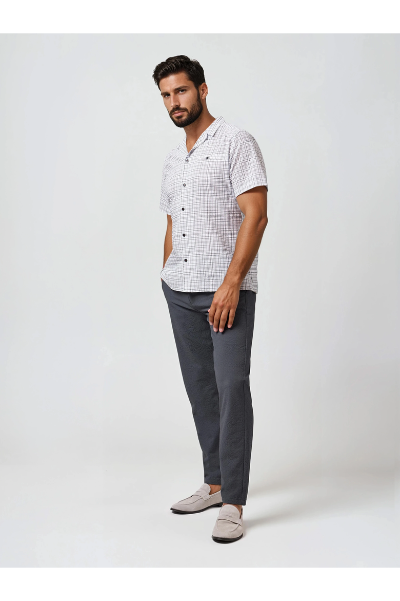 Seersucker Check SS Button-Up Shirt, Alternate, color, White