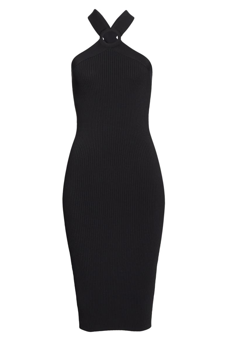 Sionna Ribbed Body-Con Sweater Dress, Alternate, color, BLACK