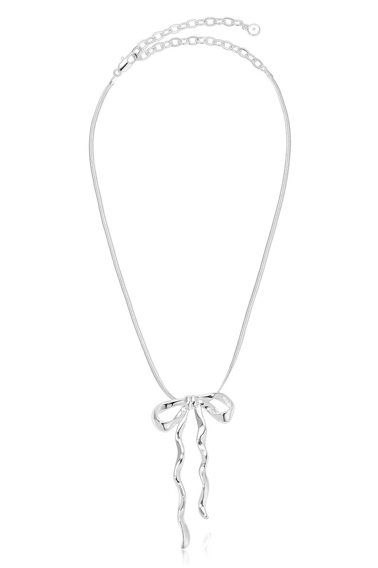 Bow Organica Pendant Necklace, Alternate, color, SILVER
