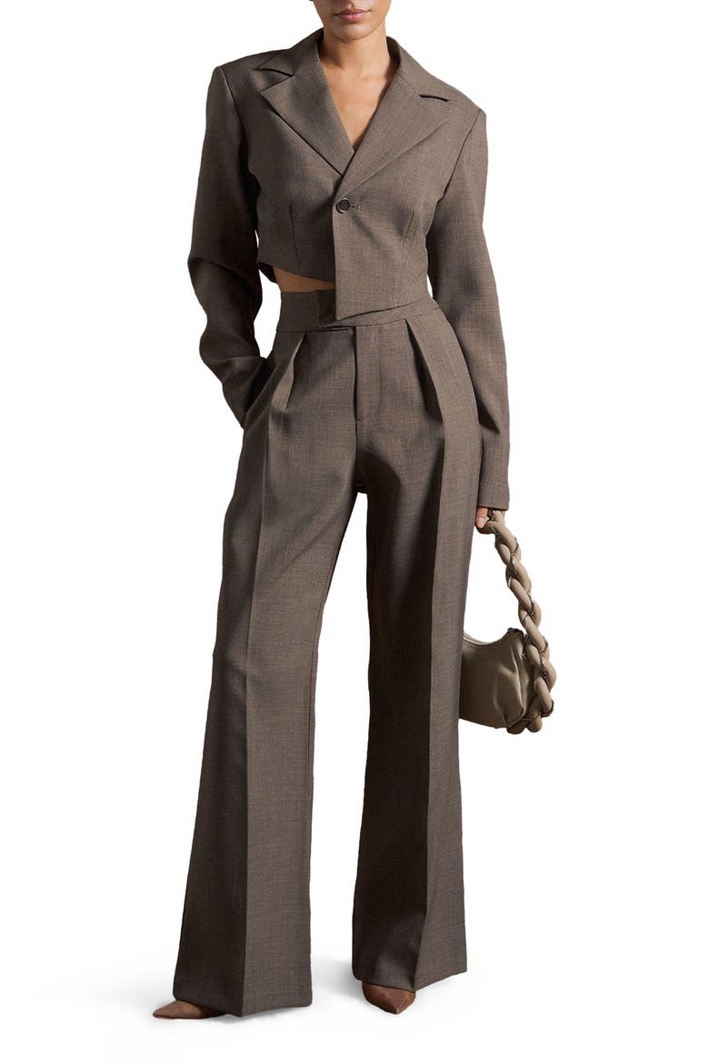 Elsa High Waisted Tailored Trousers, Alternate, color, Dark Taupe