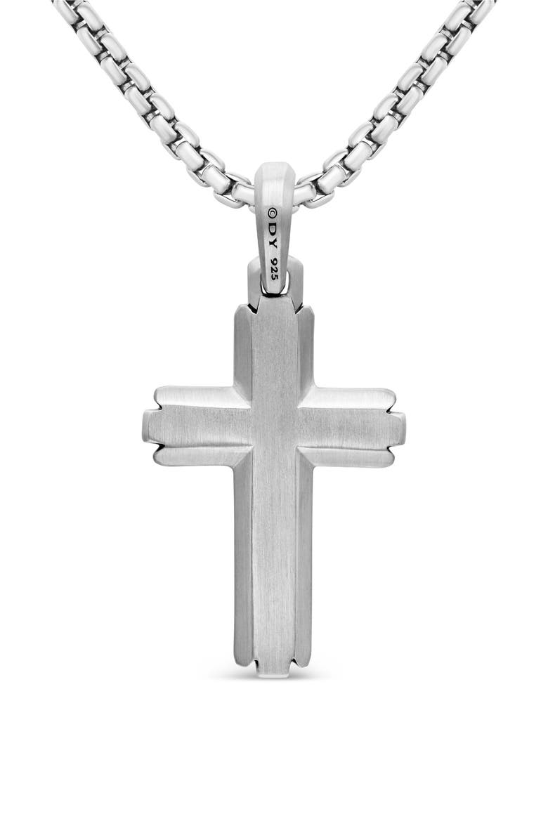 David Yurman Deco Cross Pendant with Pavé Black Diamonds, Alternate, color, Silver/ Black Diamond