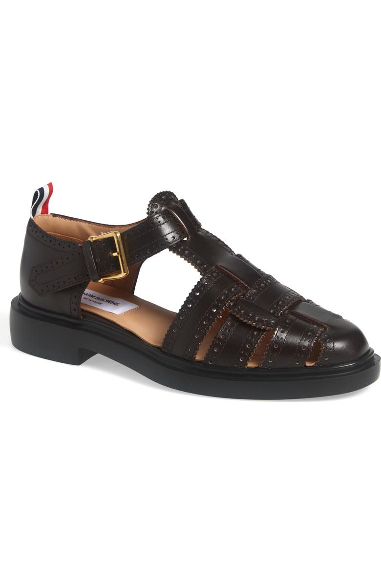 Thom Browne Brogue Fisherman Sandal, Main, color,