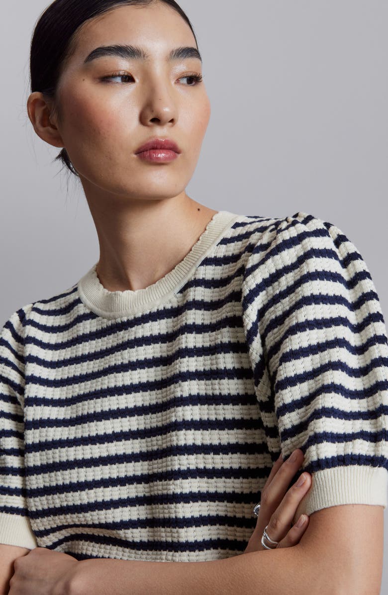 & Other Stories Stripe Puff Sleeve Sweater, Alternate, color,
