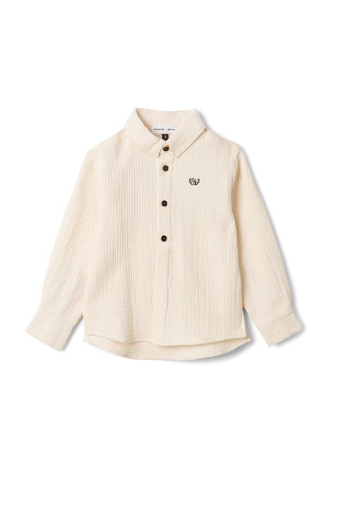 Crest Emboidered Long Sleeve Shirt (Toddler, Little Kid & Big Kid)