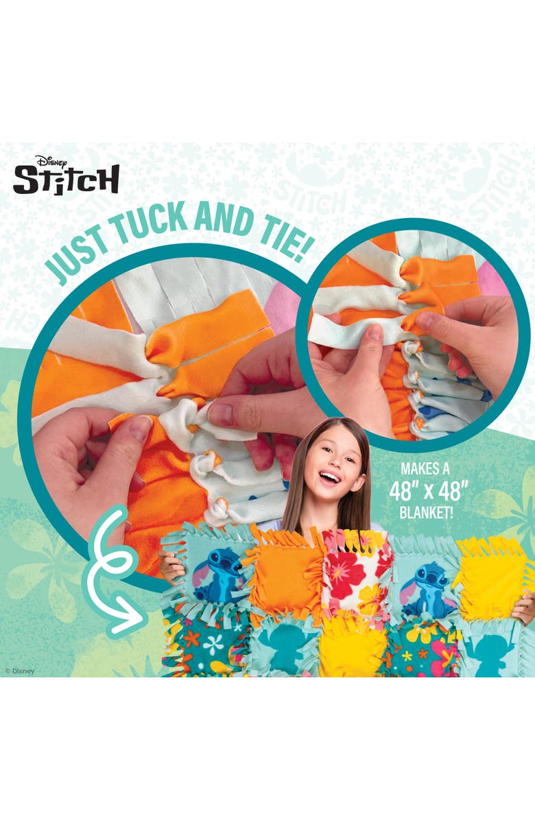 Fashion Angels Disney Stitch Nosew Blanket Kit Make 48" Throw, Kids 6+ Craft, Alternate, color, Multicolored