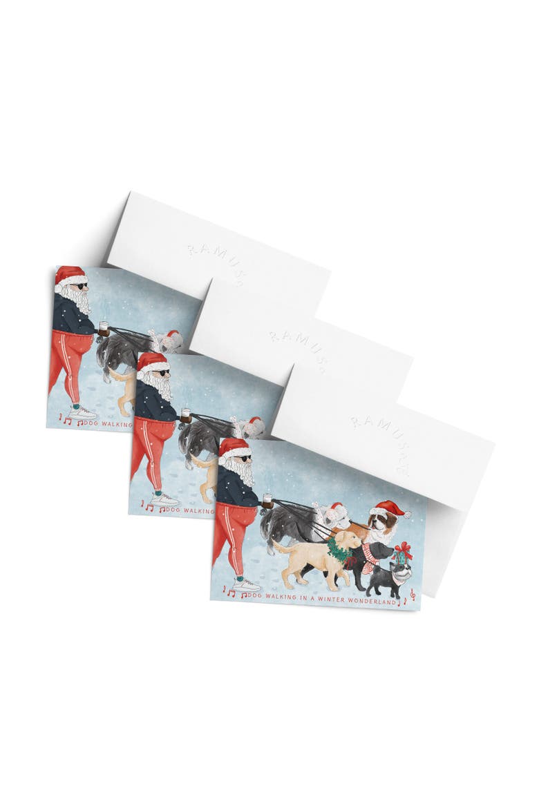 Holiday Winter Card Pack (3ct) Dog Walking In a Winter Wonderland, Main, color, Multi-Pack