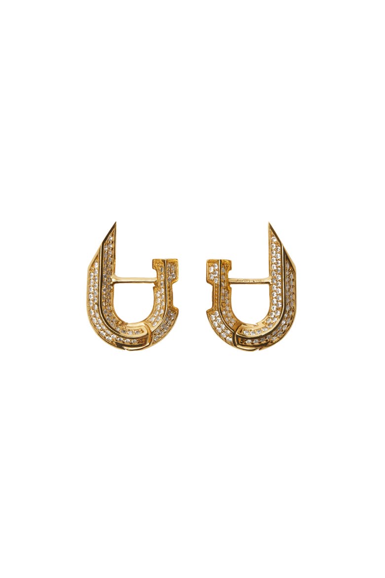 Hollow Spike Pavé Earrings, Alternate, color, Gold/clear