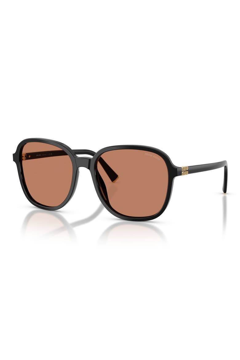 58mm Polarized Pillow Sunglasses, Alternate, color, BLACK / BROWN