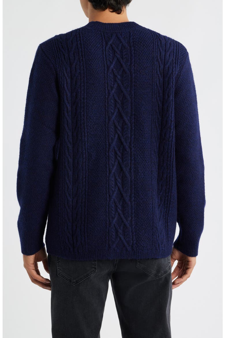 Hyatt Brushed Cable Crewneck Sweater, Alternate, color, NAVY