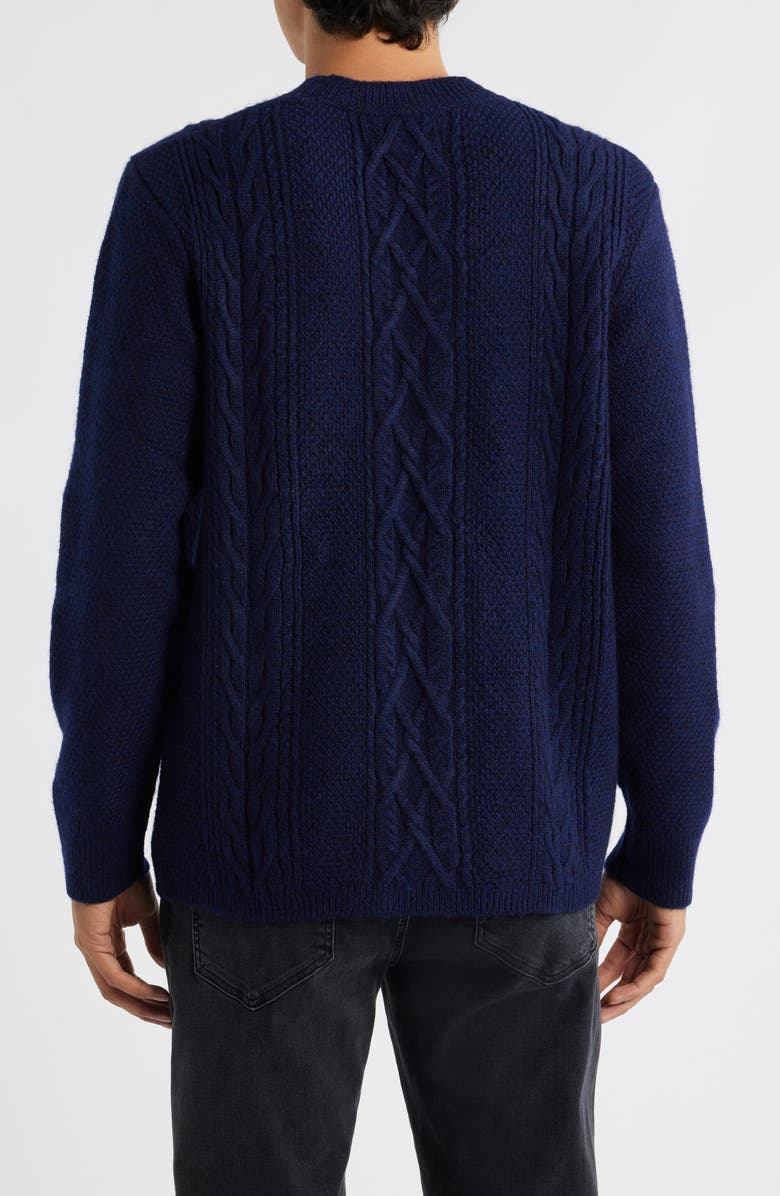 Wax London Hyatt Brushed Cable Crewneck Sweater, Alternate, color, Navy