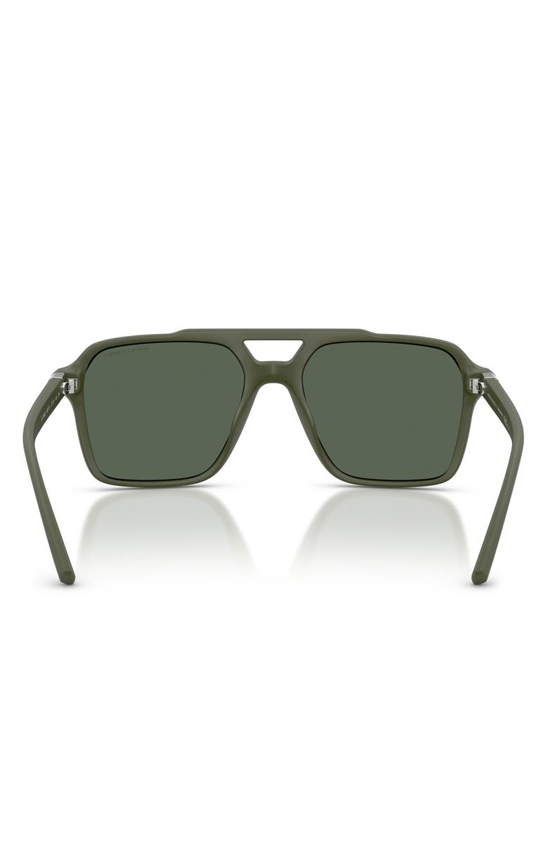 Armani Exchange 57mm Pilot Sunglasses, Alternate, color, Matte Green / Dark Green