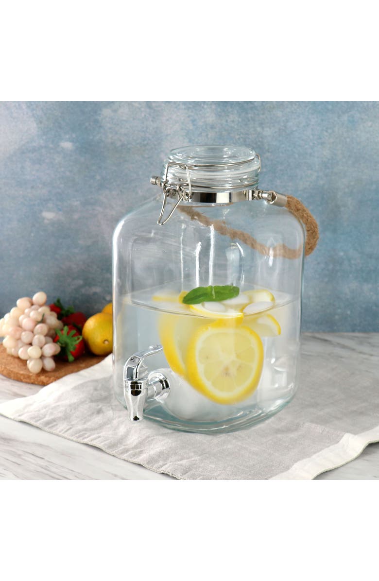 Gibson Home Ferris 1.3 Gallon Glass Beverage Dispenser with Rope Handle, Alternate, color, Clear