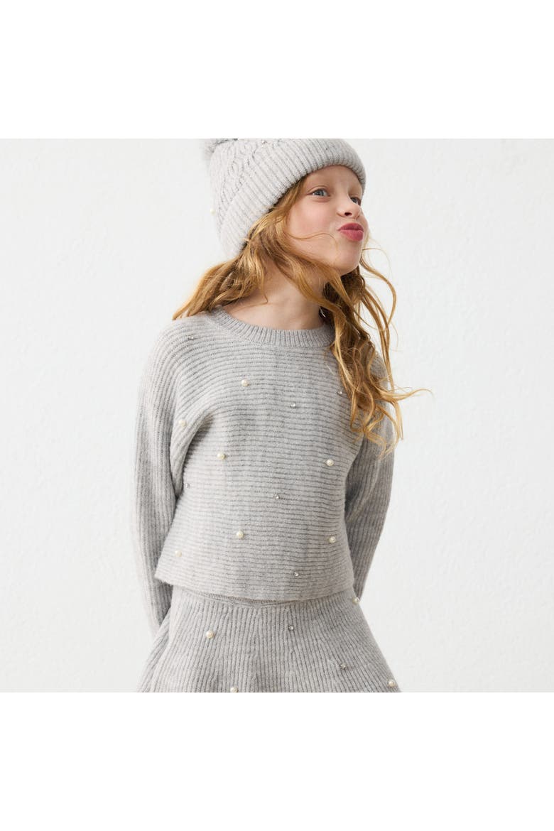 Pearl Embellished Knit Skirt, Alternate, color, Grey