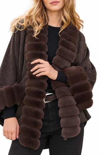 Faux Fur Trim Cape
