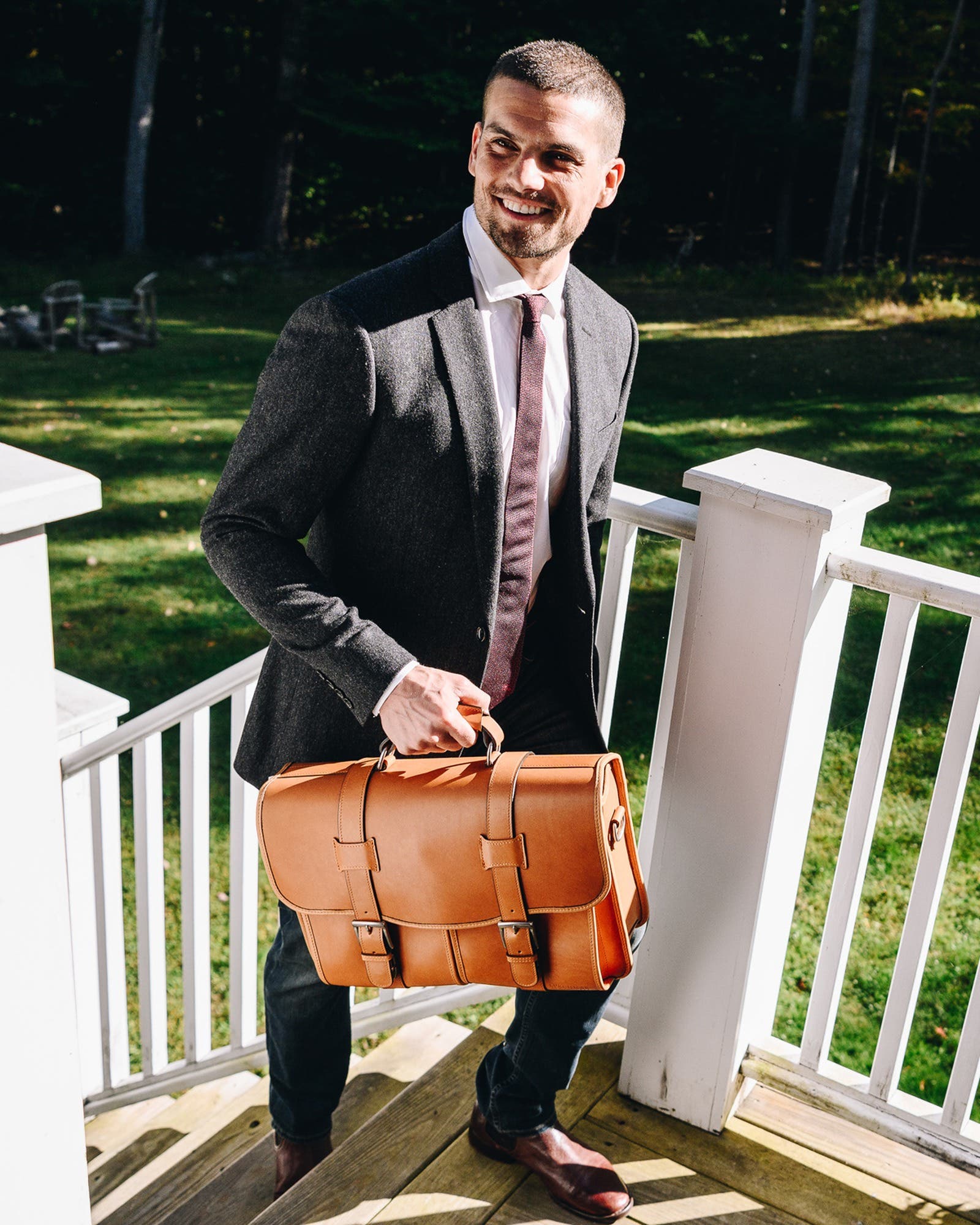 Garfield Leather Briefcase, Alternate, color, Tan