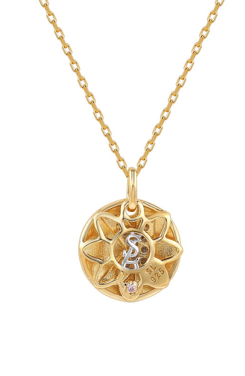 SUZY LEVIAN Yellow Sterling Silver White Cubic Zirconia Initial Disc Pendant Necklace, Alternate, color, White Z