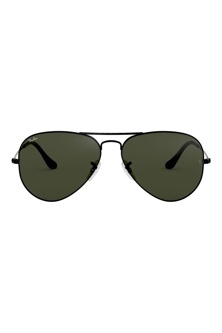 58mm Aviator Sunglasses, Main, color, BLACK