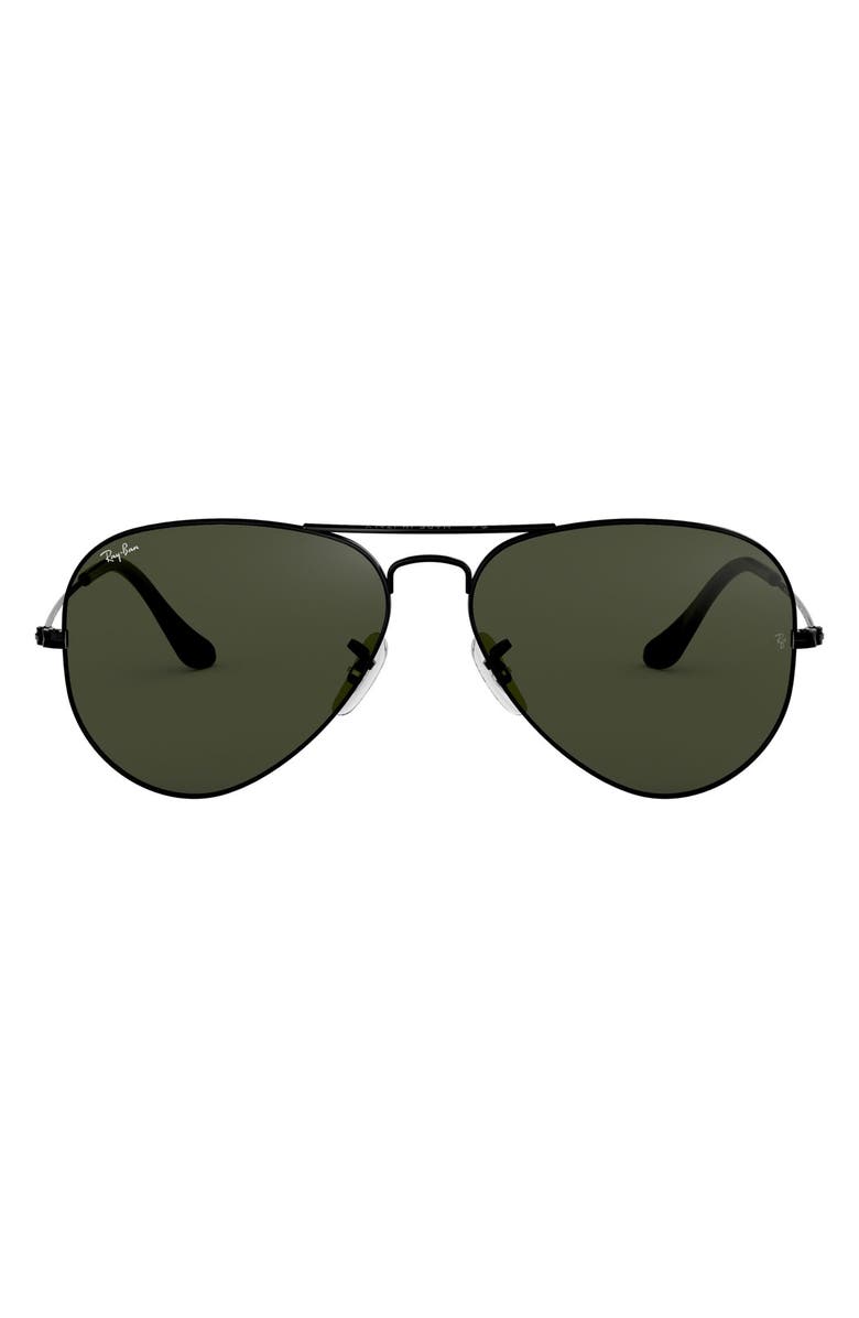 Ray-Ban 58mm Aviator Sunglasses, Main, color, Black