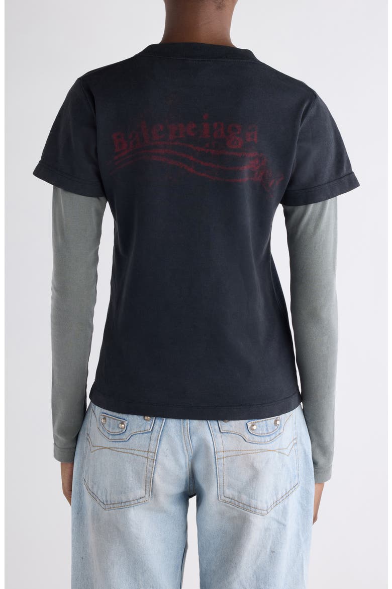 Washed Crayon Political Logo Layered T-Shirt, Alternate, color, 1055 WASHED BLACK