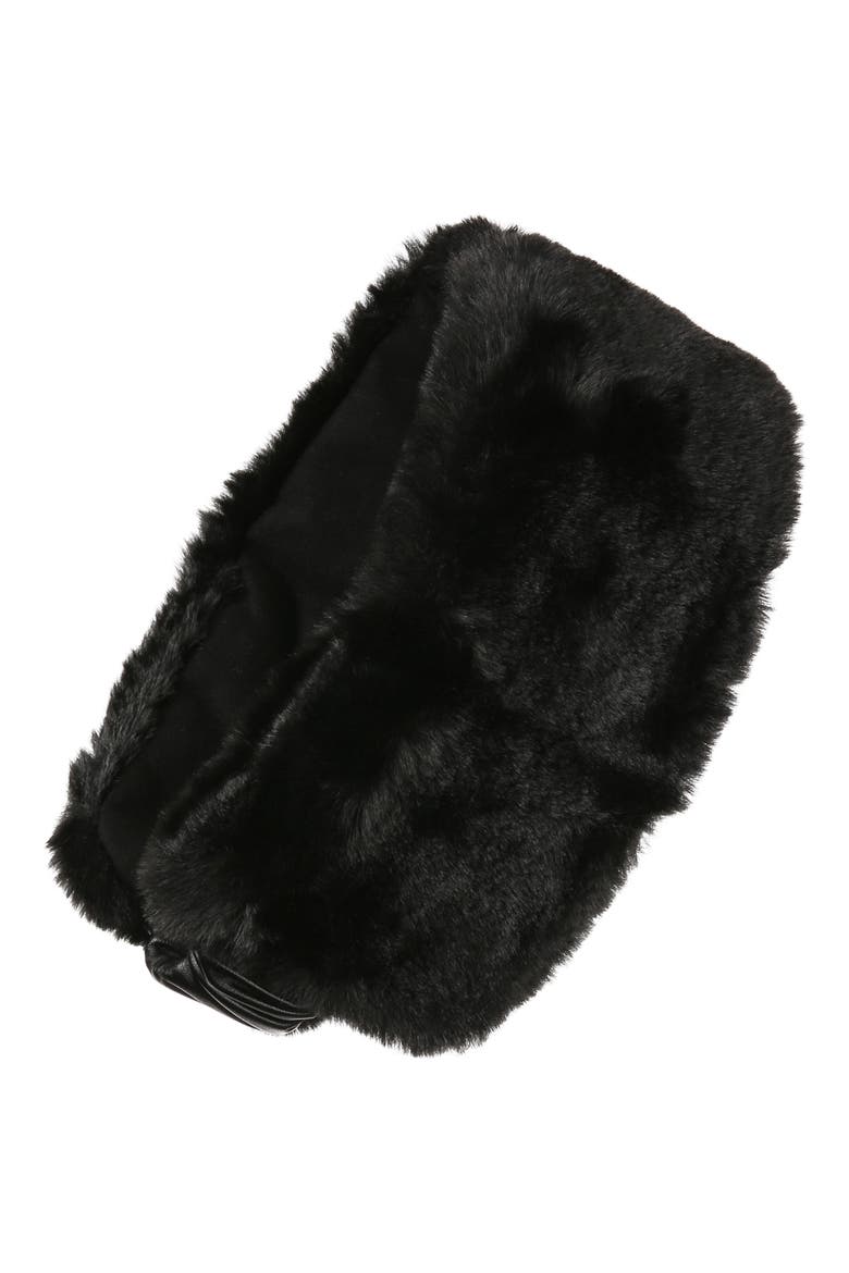 Eleni Faux Fur Headband, Alternate, color, NOIR
