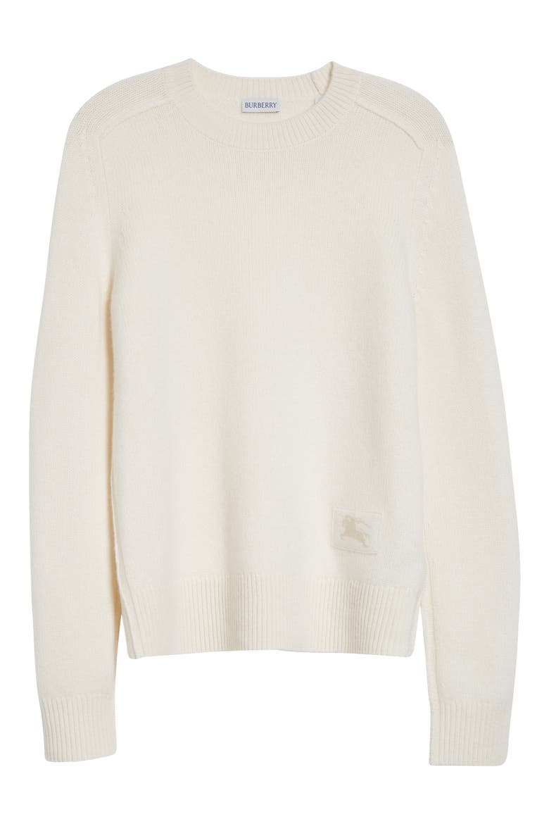 Constance Equestrian Knight Design Stretch Cashmere Crewneck Sweater, Alternate, color, CERAMIC WHITE