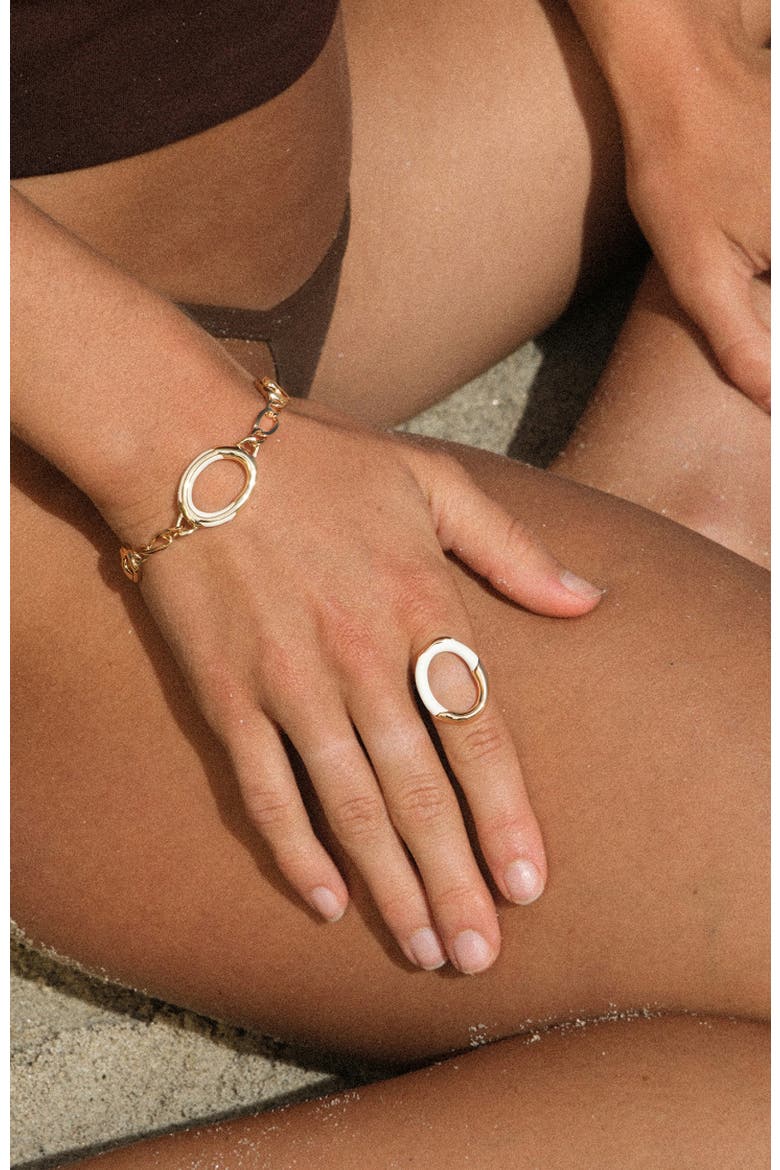 Time Ripples Round Ring, Alternate, color, White & Gold