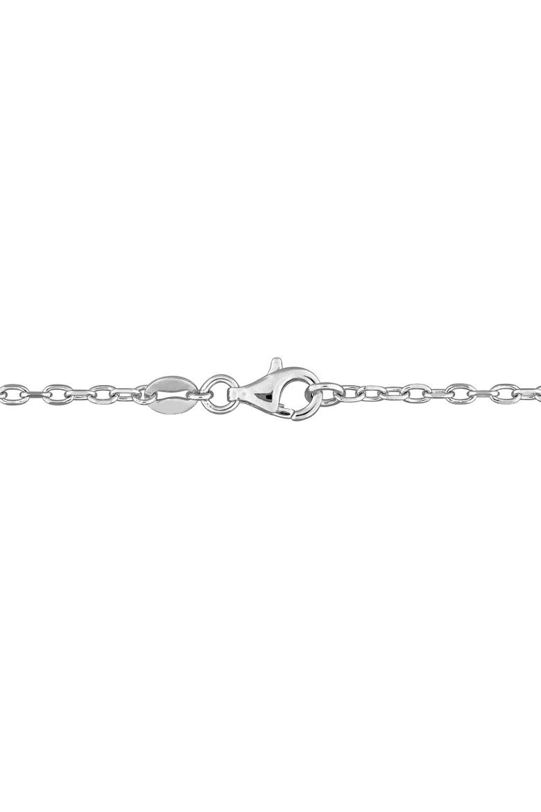 Pearl & Created White Sapphire Charm Necklace, Alternate, color, Sterling Silver