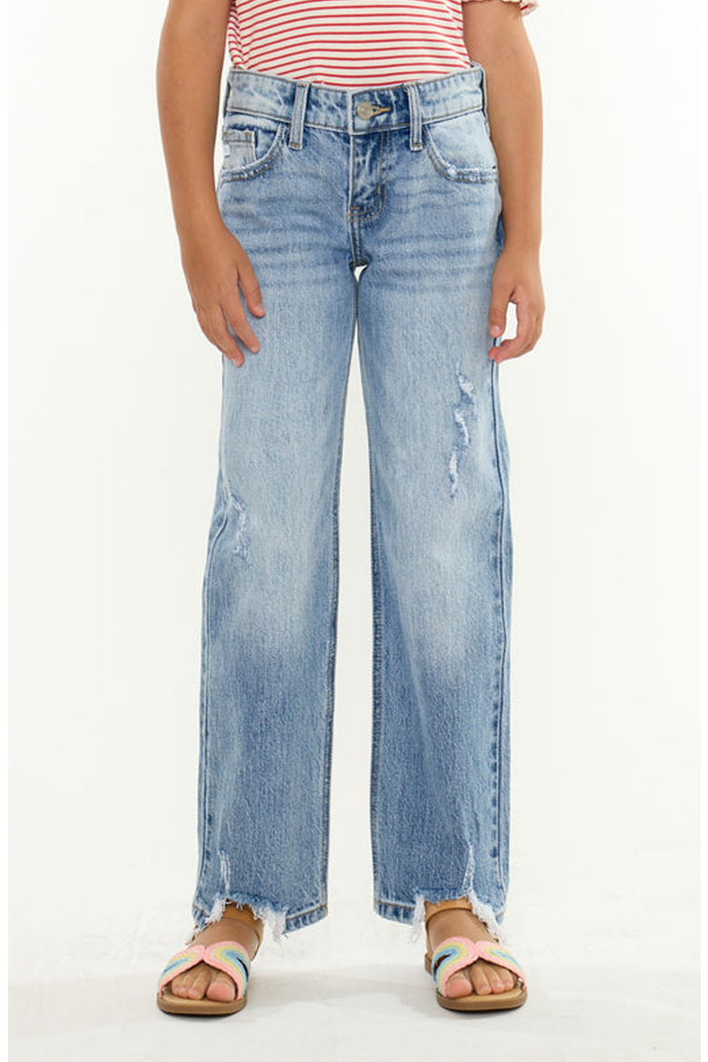 Rue Mid Rise True Straight Jeans, Main, color, Medium Wash