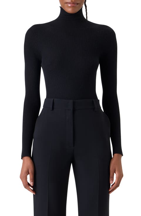 Cashmere & Silk Rib Funnel Neck Sweater